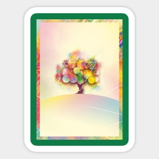 Colorful tree on a hill Sticker